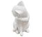 Statue Petit Chat Blanc Assis Avec Patte Sur Son Museau H23 Cm - Cat