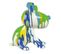 Statue Chien Assis Avec Coulures Bleu Et Vert H28 Cm - Snoop Drips