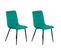 Lot De 2 Chaises Matelassées En Velours Vert Pied Métal Noir - Louise