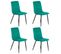 Lot De 4 Chaises Matelassées En Velours Vert Pied Métal Noir - Louise