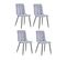 Lot De 4 Chaises Tissu Velours Gris Pied Métal Noir - Louise