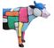 Statue Vache Avec Carreaux De Peintures Multicolores H39 Cm - Vikki