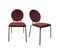 Lot 2 Chaises Rouge Médaillon Velours Pieds Métal - Broadway 9088