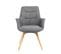 Fauteuil Scandinave Gris Tissu Chiné Pieds Bois - Cecilia