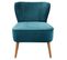 Petit Fauteuil Bas En Velours Bleu Style Crapaud - Karla