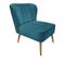 Petit Fauteuil Bas En Velours Bleu Style Crapaud - Karla