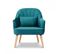 Fauteuil Velours Bleu Canard Scandinave Pieds Bois - Loukia