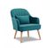 Fauteuil Velours Bleu Canard Scandinave Pieds Bois - Loukia