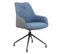 Fauteuil Rotatif Tissu Bleu Chiné Et Simili Gris - Ella