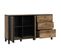 Buffet 155 Cm 2 Portes 3 Tiroirs Décor Bois Noir Pieds Métal - Celia