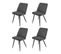 Lot De 4 Chaises En Velours Gris Foncé Piètement En Métal Noir – Telly