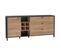 Buffet 186 Cm 1 Porte 3 Tiroirs Décor Bois De Chêne Et Noir - Mode