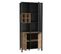 Vitrine 194 Cm 3 Portes 4 Casiers Décor Bois De Chêne Et Noir - Mode