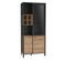 Vitrine 194 Cm 3 Portes 4 Casiers Décor Bois De Chêne Et Noir - Mode