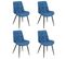 Lot De 4 Chaises En Tissu Bleu Avec Pieds En Métal Noir - Jaelle