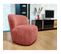 Fauteuil Bas Rond En Velours Rose Foncé Et Dossier Arrondi - Mallow