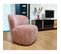 Fauteuil Bas Rond En Velours Rose Clair Avec Dossier Arrondi - Mallow