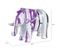 Statue Éléphant Géométrique Coulure Noir Argenté Violet H20 Cm - Dumbo