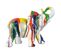 Statue Éléphant Avec Coulures Argenté Et Multicolore H21 Cm - Dumbo