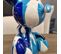 Statuette Nounours Balloon Blanc Noir Et Bleu H17 Cm - Lotso Drips 01