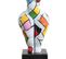 Statue Femme Bras Levés Carreaux Multicolores H34 Cm - Lady Square