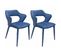 Lot 2 Chaises En Velours Bleu Avec Accoudoirs Et Pieds Velours - Sweet