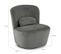 Fauteuil Rond Pivotant En Tissu Gris Anthracite Et Un Coussin - Damien