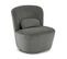 Fauteuil Rond Pivotant En Tissu Gris Anthracite Et Un Coussin - Damien