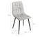 Lot 2 Chaises Velours Gris Clair Matelassé Pieds Métal Noir - Louise 2