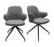 Lot De 2 Chaises Rotatives 180° Tissu Chiné Et Simili Gris - Duffy