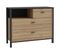 Commode 105 Cm 3 Tiroirs 1 Niche Décor Bois Chêne Et Noir - Mode