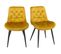 Lot De 2 Chaises Capitonnées Velours Jaune Et Pieds Métal Noir - Stan