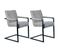 Lot 2 Chaises En Microfibre Gris Clair Et Pieds Luge En Métal - Gigi