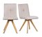 Lot 2 Chaises Rotatives 180° Tissu Chiné Beige Et Chêne Massif - Maki