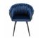 Fauteuil En Velours Tressé Bleu Foncé Pieds Métal Noir - Bowi