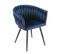 Fauteuil En Velours Tressé Bleu Foncé Pieds Métal Noir - Bowi