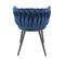 Fauteuil En Velours Tressé Bleu Foncé Pieds Métal Noir - Bowi