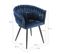 Lot De 2 Fauteuil En Velours Tressé Bleu Foncé Pieds Métal Noir - Bowi