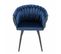 Lot De 2 Fauteuil En Velours Tressé Bleu Foncé Pieds Métal Noir - Bowi