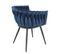 Lot De 2 Fauteuil En Velours Tressé Bleu Foncé Pieds Métal Noir - Bowi