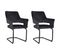 Lot De 2 Chaises En Velours Gris Anthracite Pied Luge Métal Noir - Rio