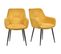 Lot De 2 Chaises Avec Accoudoirs Tissu Jaune Et Pieds Métal - Theo