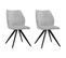 Lot De 2 Chaises En Velours Doux Gris Pied Croix Métal Noir - James