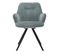 Chaise Rotative 180° Tissu Vert De Gris Et Pied Métal Noir - Corine