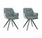 Lot 2 Chaises Rotatives 180° Tissu Vert De Gris Et Pied Métal - Corine