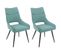 Lot De 2 Chaises En Lin Bleu Lagon Et Pieds Métal Noir - Anais 2