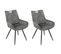 Lot 2 Chaises Capitonnées Velours Gris Et Pieds Métal Noir - Brandy 2