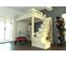 Lit Mezzanine Alpage Bois + Escalier Cube Hauteur Réglable, Vernis Naturel / 160x200