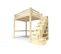 Lit Mezzanine Alpage Bois + Escalier Cube Hauteur Réglable, Vernis Naturel / 160x200