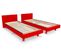 Lit Twin Bois Massif, Couleur: Rouge, Dimensions: 80x200